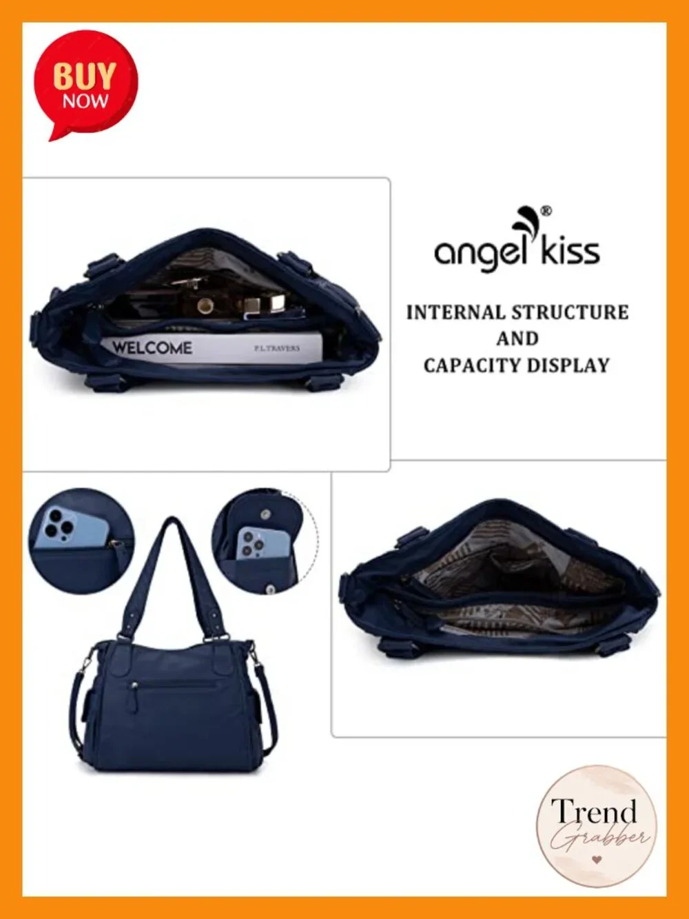 Womens Top-Handle Hobo Purse Roomy Casual Shoulder Bags PU Tote Satchel